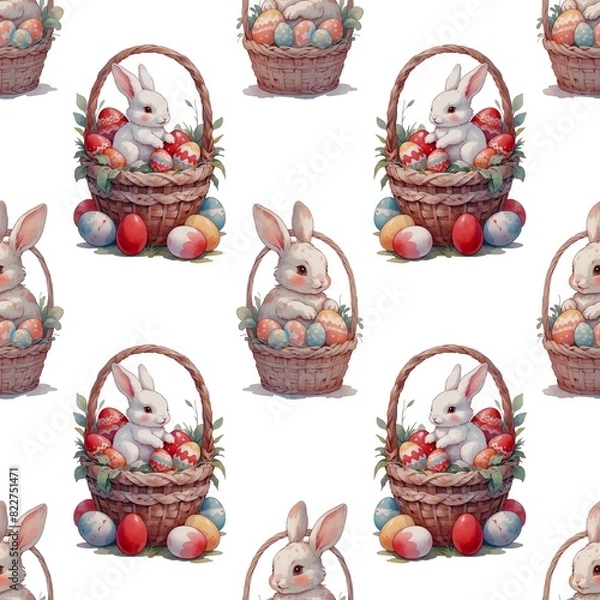 Fototapeta Easter rabbit seamless pattern 
