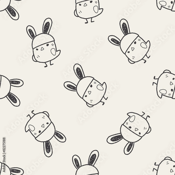 Obraz easter bunny doodle seamless pattern background