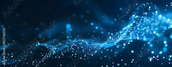 Fototapeta Abstract Blue Glowing Digital Particles Background