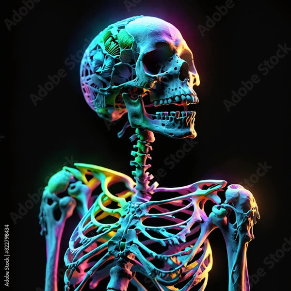 Obraz human skull x ray blue