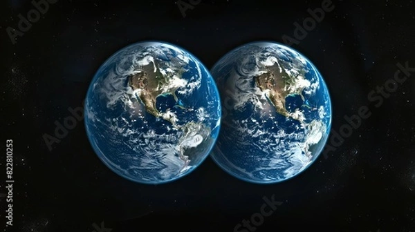 Fototapeta A mirror image of Earth from a parallel universe, with subtle differences,
