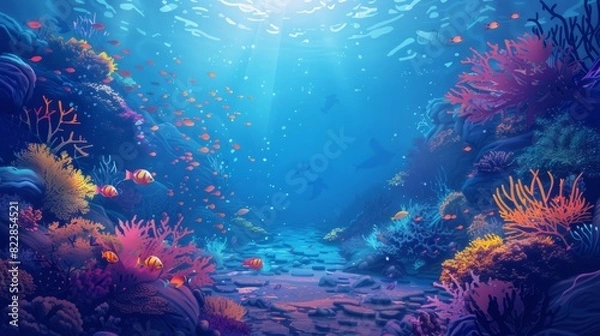 Fototapeta Reef awareness day background concept with copy space area for text. World Oceans Day and World Water Day. Beautiful sea background