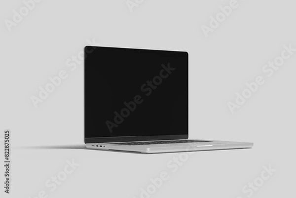 Obraz Realistic laptop with blank screen mockup side view angle