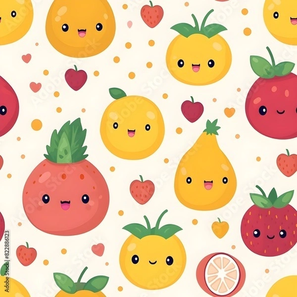 Fototapeta seamless pattern with fruits