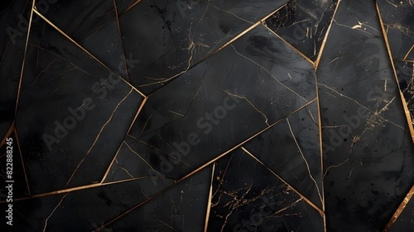 Fototapeta black marble background with yellow veins