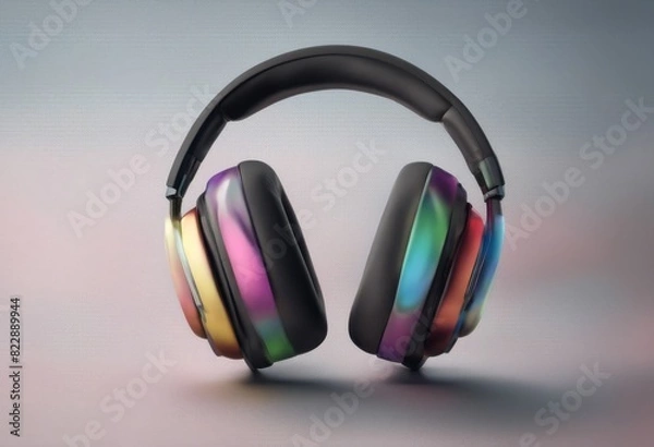 Fototapeta png multicolored transparent rendering view adphones wireless icon 3d front background three dimensional audio black design device digital dj ear earphones entertainment equipment