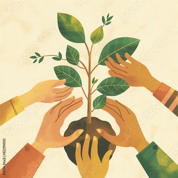 Obraz hands holding plant