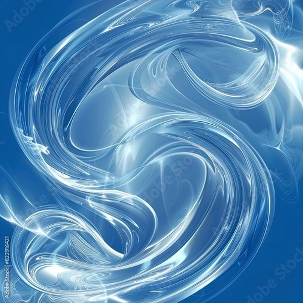 Fototapeta Blue Swirl Shapes Minimalist Abstract Background
