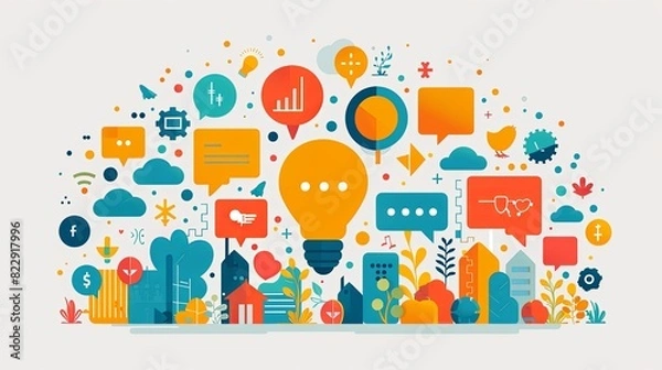 Fototapeta Digital business concept illustrations. Set of illustrations of men and women in various activities of online business, communication, marketing. Modern vector style for graphic and web design