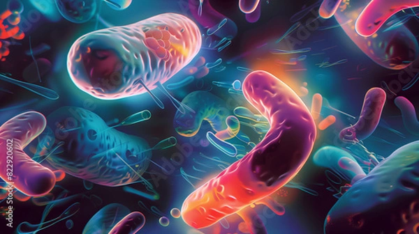 Fototapeta Detailed 2D Illustration: Organization of Nucleoid and Plasmids in Bacterial Cell Structure