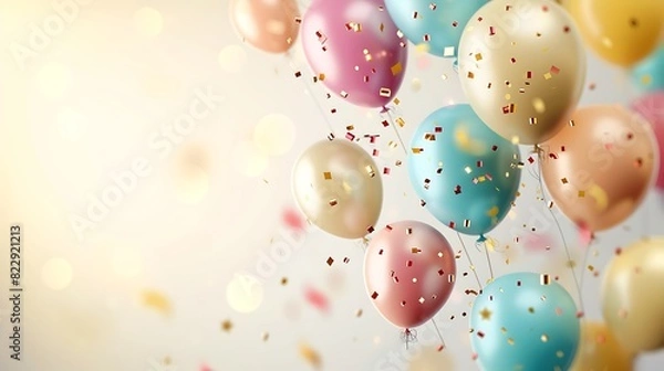 Fototapeta Birthday party background border with baloons