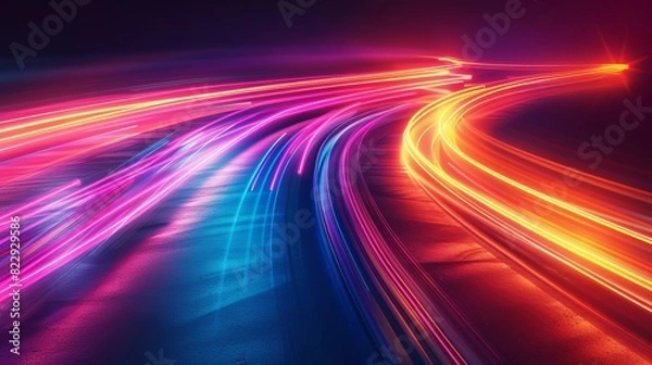 Fototapeta Create a vibrant and dynamic abstract painting using bright neon colors