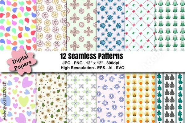 Fototapeta SEAMLESS PATTERNED DIGITAL PAPER