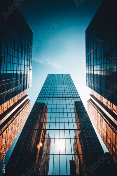 Obraz View of tall building from the ground looking up.