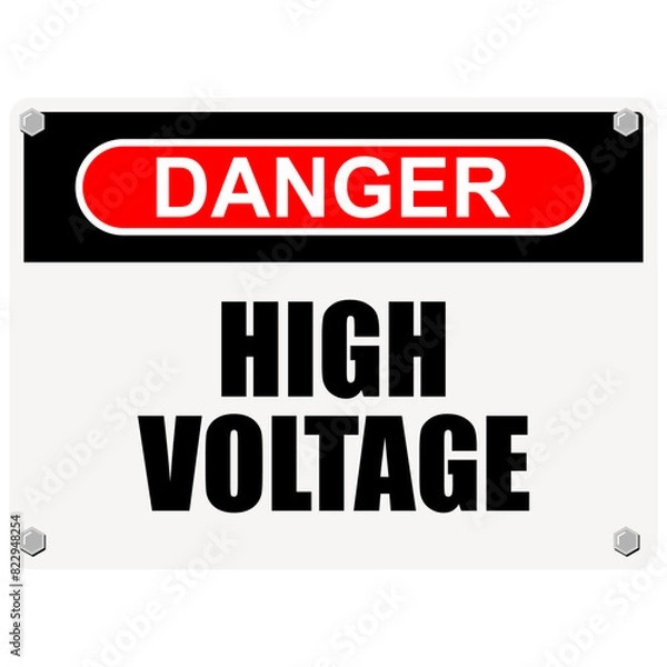 Fototapeta Danger, High Voltage, sign and label vector