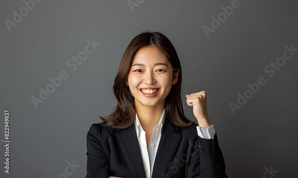 Fototapeta 拳を握りやる気を見せるキャリアウーマン