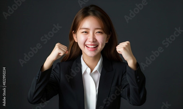 Obraz 拳を握りやる気を見せるキャリアウーマン