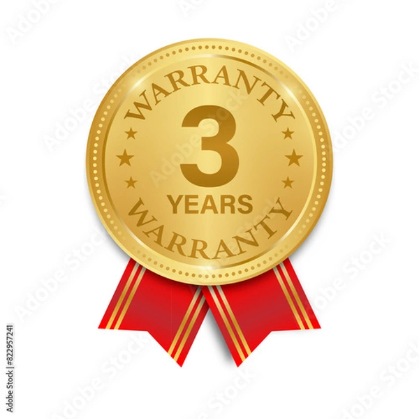 Fototapeta 3 Years Warranty. Warranty Sign. Vector Illustration Isolated on White Background. 