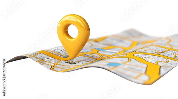Fototapeta Pin Location Icon With Folded Map isolated on a transparent background