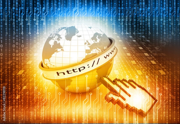 Obraz Internet URL with globe  on abstract tech background .