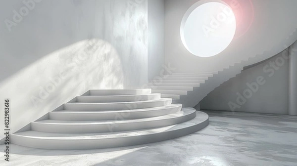 Obraz Cinema 4D business growth model, clean and detailed, smooth white gradient, studio lighting, minimalism, open space