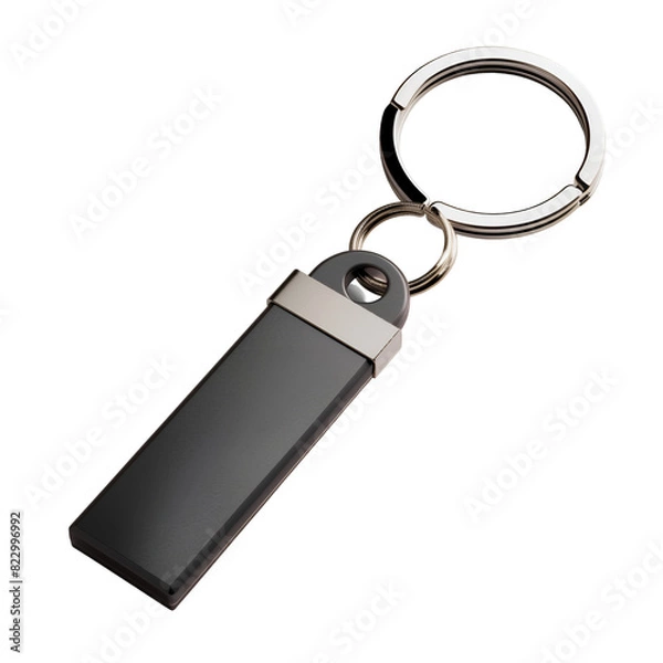 Fototapeta Black and Silver Key Chain With Bottle Opener Isolated on Transparent Background, Graphic Resource
