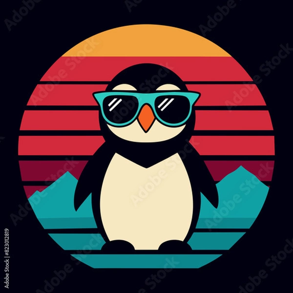 Obraz Animated penguin summer t-shirt design vector art illustration