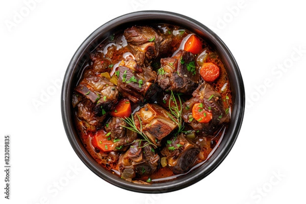 Obraz Beef oxtail stew Isolated on white background