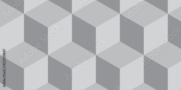 Fototapeta White background from cubes and lines. Geometric seamless pattern cube. Cubes mosaic shape vector design.	