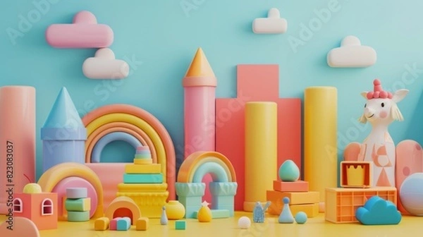 Fototapeta This is a photo of a colorful and whimsical toy city