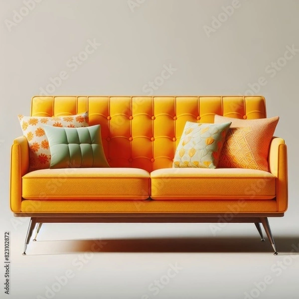 Fototapeta Seated Memories: Retro Style Sofa Bringing the Past to Life