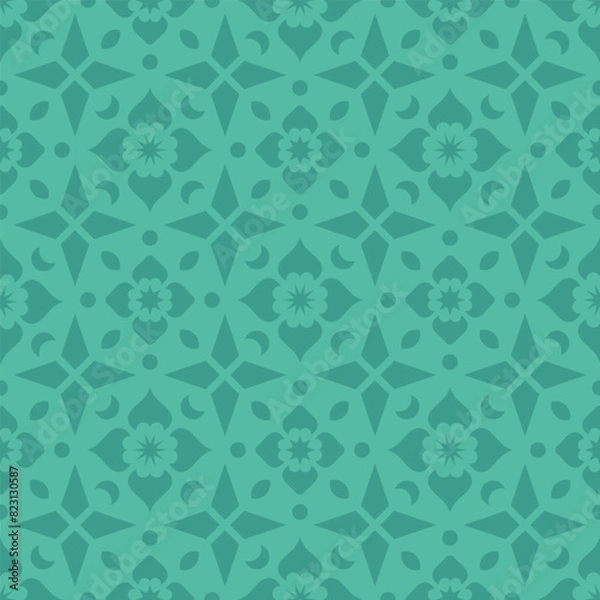 Obraz Green seamless pattern with green abstract flowers