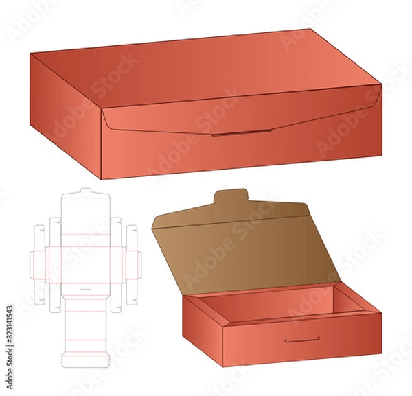 Fototapeta Box packaging die cut template design. 3d mock-up
