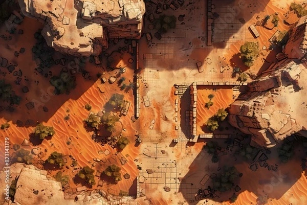 Obraz DnD Battlemap Druid circle battle map with rocks and trees.