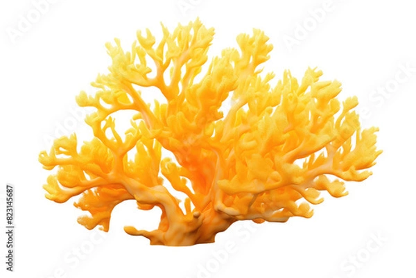 Obraz Illuminated Sunshine: A Close-Up Encounter With a Vibrant Yellow Coral on Transparent PNG Background.