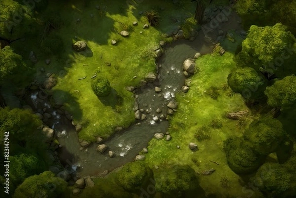 Fototapeta DnD Battlemap Forest Clearing Battlemap - A detailed map of a forest area.