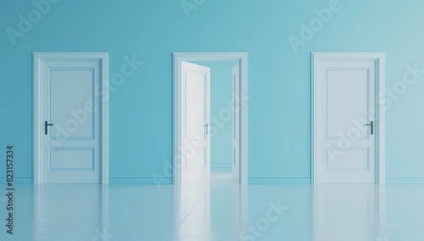 Fototapeta Three Doors in a Minimalistic Room
