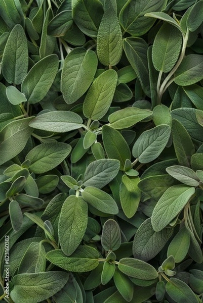 Fototapeta Salvia texture background, salvia divinorum pattern, sage leaves banner, aromatic herbs and greens mockup