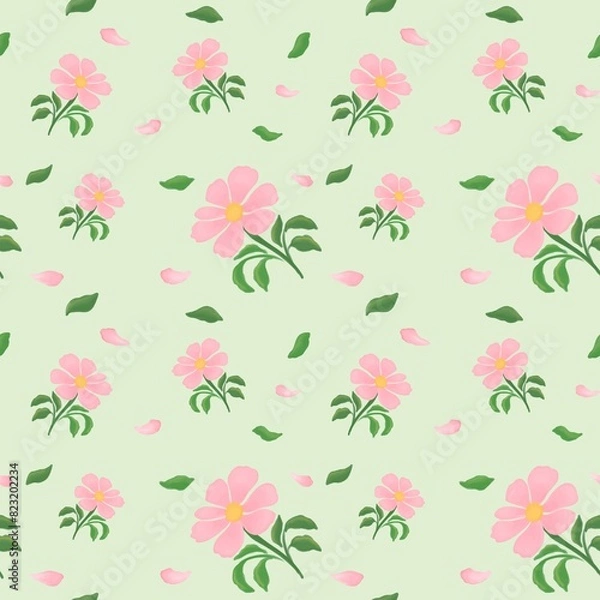 Fototapeta seamless pattern with flowers summer