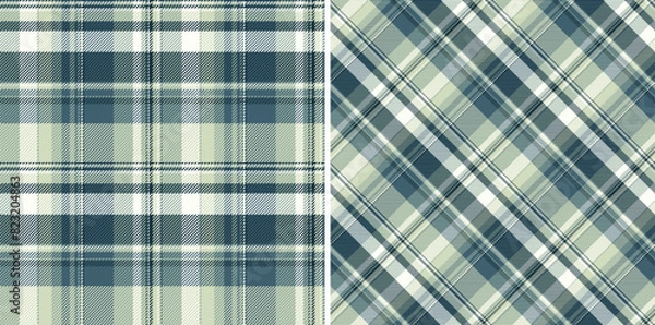 Fototapeta Plaid check textile of pattern vector texture with a seamless tartan fabric background. Set in fashionable colors. Geometric design patterns.