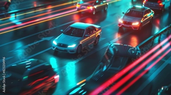 Fototapeta A mobile app powered by AI provides realtime updates on road closures and alternative routes for emergency vehicles during a major accident.