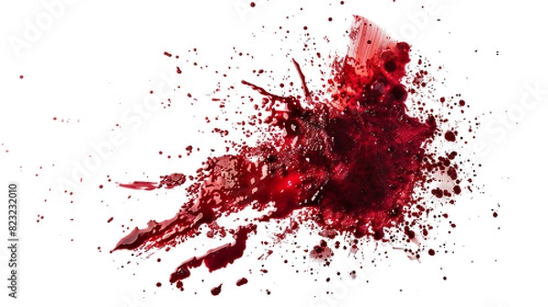 Fototapeta Set of Red Blood Splashes on Transparent Background