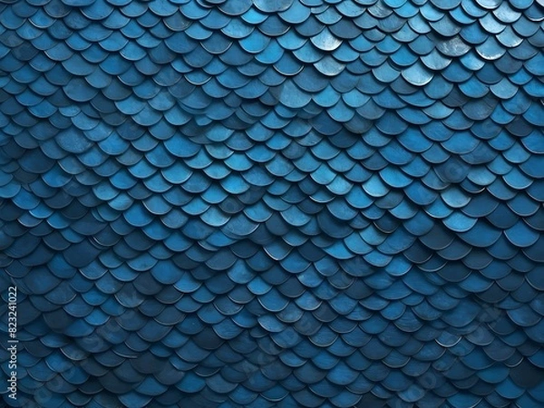 Fototapeta Close-up of blue fish scale texture background