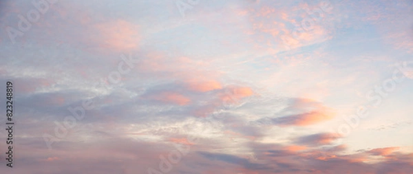 Obraz sunset sky panorama with soft light pink clouds