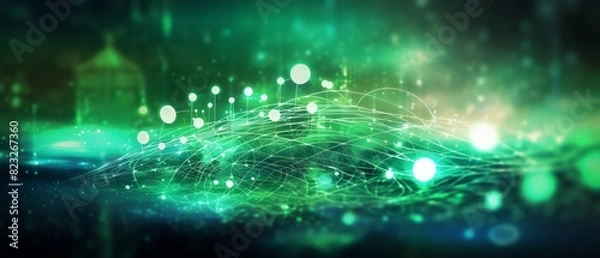 Fototapeta Wireless network and connection abstract data background with wifi symbol