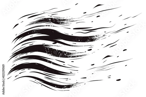 Fototapeta Windy lines Windy, Weather icon, simple vector svg illustration, hand drawn black and white, isolated on white background 
