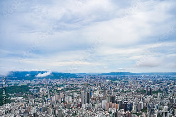 Fototapeta 台湾台北の展望台からの都市風景