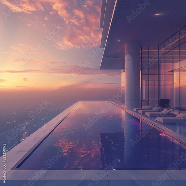 Fototapeta skyscraper in sundown atmosphere