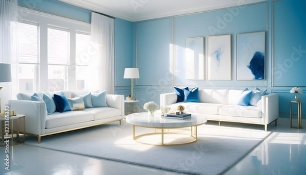 Fototapeta white and gold theme interior modern minimalism photo realism