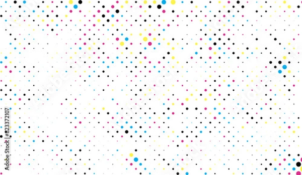 Fototapeta abstract background with colorful dots, a large circle of cmyk colored dots on a white background, a colorful background with multicolored dots,  cmyk dots effect, , a pattern of colorful dots 